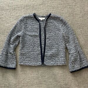 Blue tweed Loft sweater blazer, XS